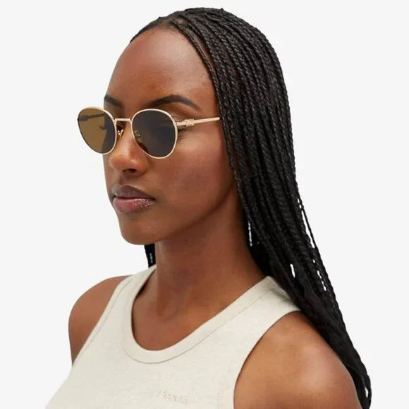 NEW Miu Miu MU55ZS 5AK07O Gold Olive Green Round Unisex Sunglasses